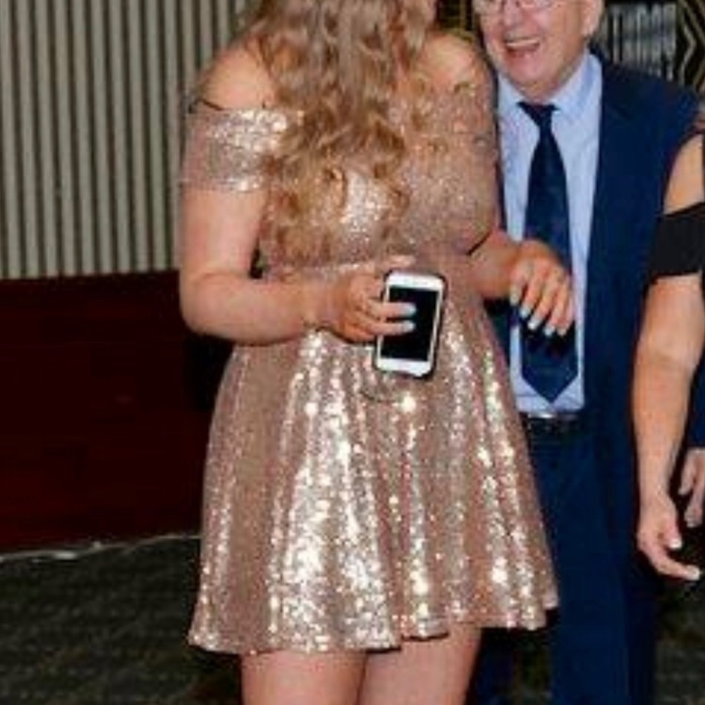 Gorgeous rose gold sequin skater dress